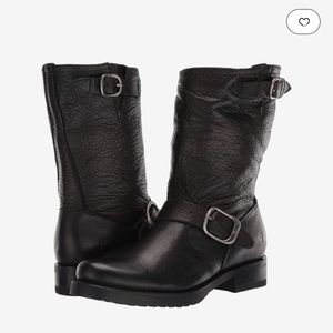 Frye Black Leather Combat Boots